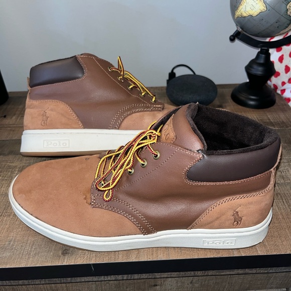 Polo Ralph Lauren Mid Tan Leather Boot Sneakers - Picture 1 of 8